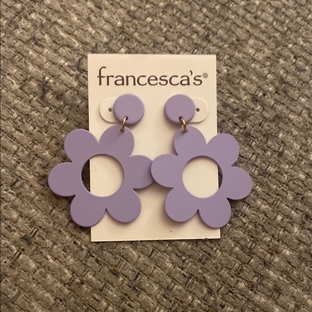 Francesca's Collections Purple Flower Dangle Earrings